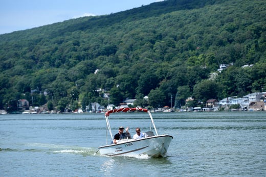 Boaters on Greenwood Lake in New Jersey.