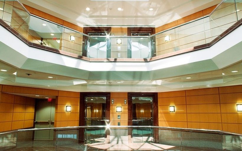 The atrium of 50 Jericho Quadrangle, where J.S. Held is headquartered.